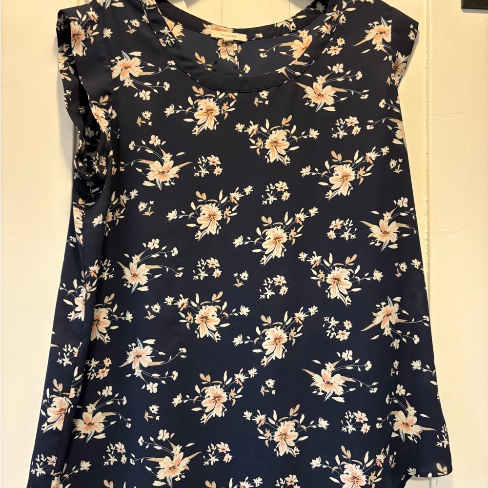 Pleione Navy Floral Blouse